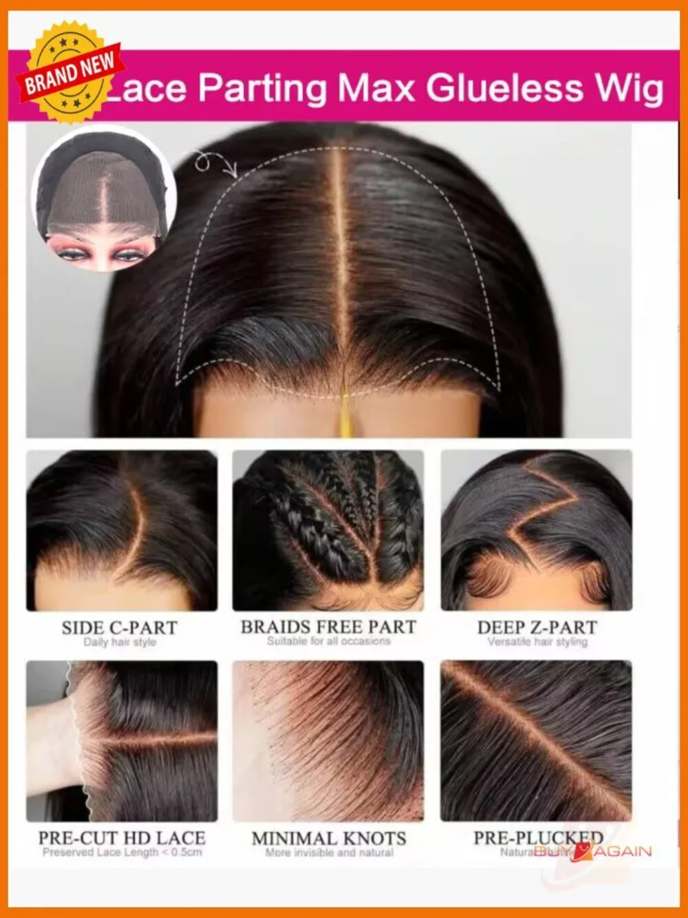 100% Human Hair Glueless Lace Front Wig 26 Inch Straight Pre Cut 6x4 Skin Melt